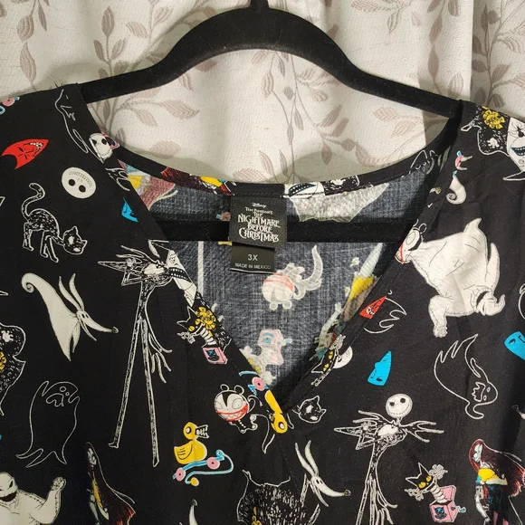 Disney Nightmare Before Christmas Black Patterned Faux Wrap Dress size 3X - Picture 3 of 8